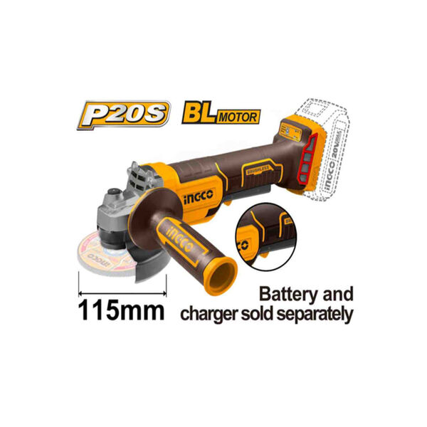 ელექტრო კუთხსახეხი 20V-115MM Li-Ion Proline (CAGLI211156)