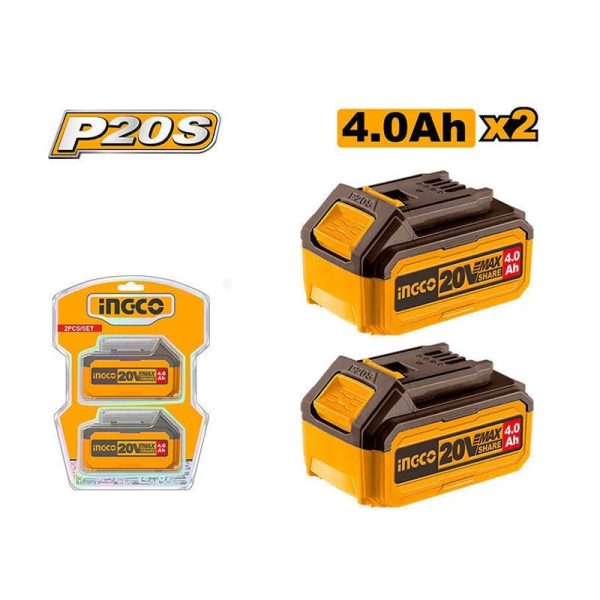 ელემენტის 2 ც კომპლექტი 20V-4Ah Li-Ion Proline (COSLI240312) INGCO