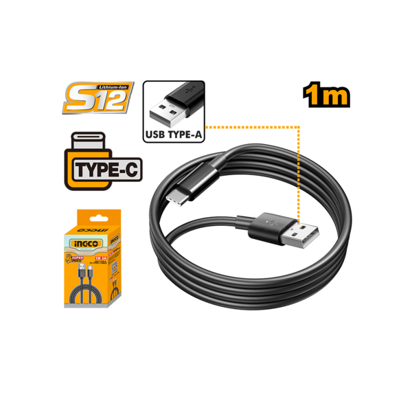 დამტენის ელექტრო სადენი USB type-A to USB-Type-C 1M (IUCC01)