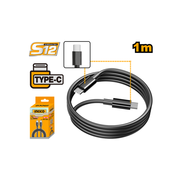 დამტენის ელექტრო სადენი USB USB-Type-C to USB-Type-C 1M (IUCC02)