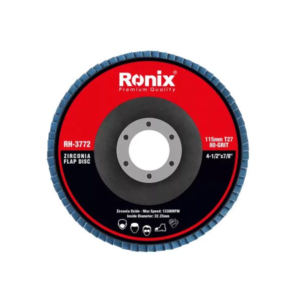 ცირკონის სახეხი დისკი ზუმფარა Ronix RH-3772, 115მმ P80
