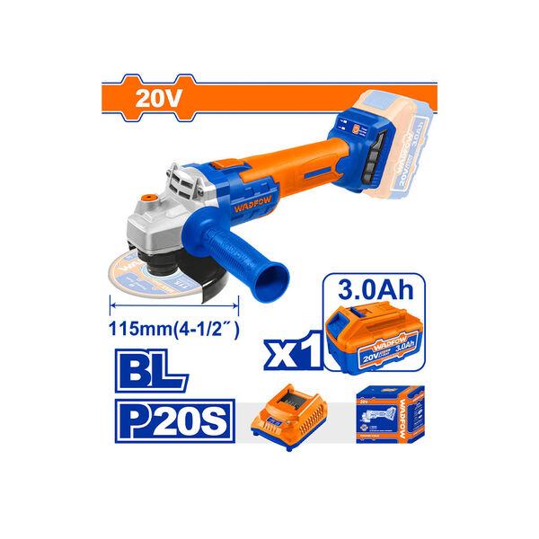 ელექტრო კუთხსახეხი 20ვ-115მმ Li-Ion (WLAPM21) WADFOW